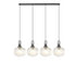 Atmore Black Chrome & Black Plate with 4 Pumpkin Shaped Glass Shades
